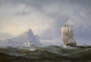 Anton Melbye Sailing ship off Gibraltar USA oil painting artist